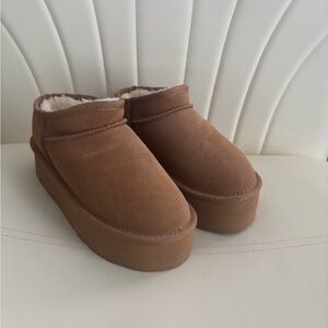 Brown Suede Platform Booties